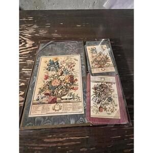 NEW Vintage Caspari Bridge Playing Cards & Score Pad Bowles Flower Pattern June